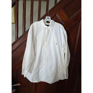 Ralph Lauren White Button-Up Long Sleeve Shirt With Embroidered Pony Logo Size X